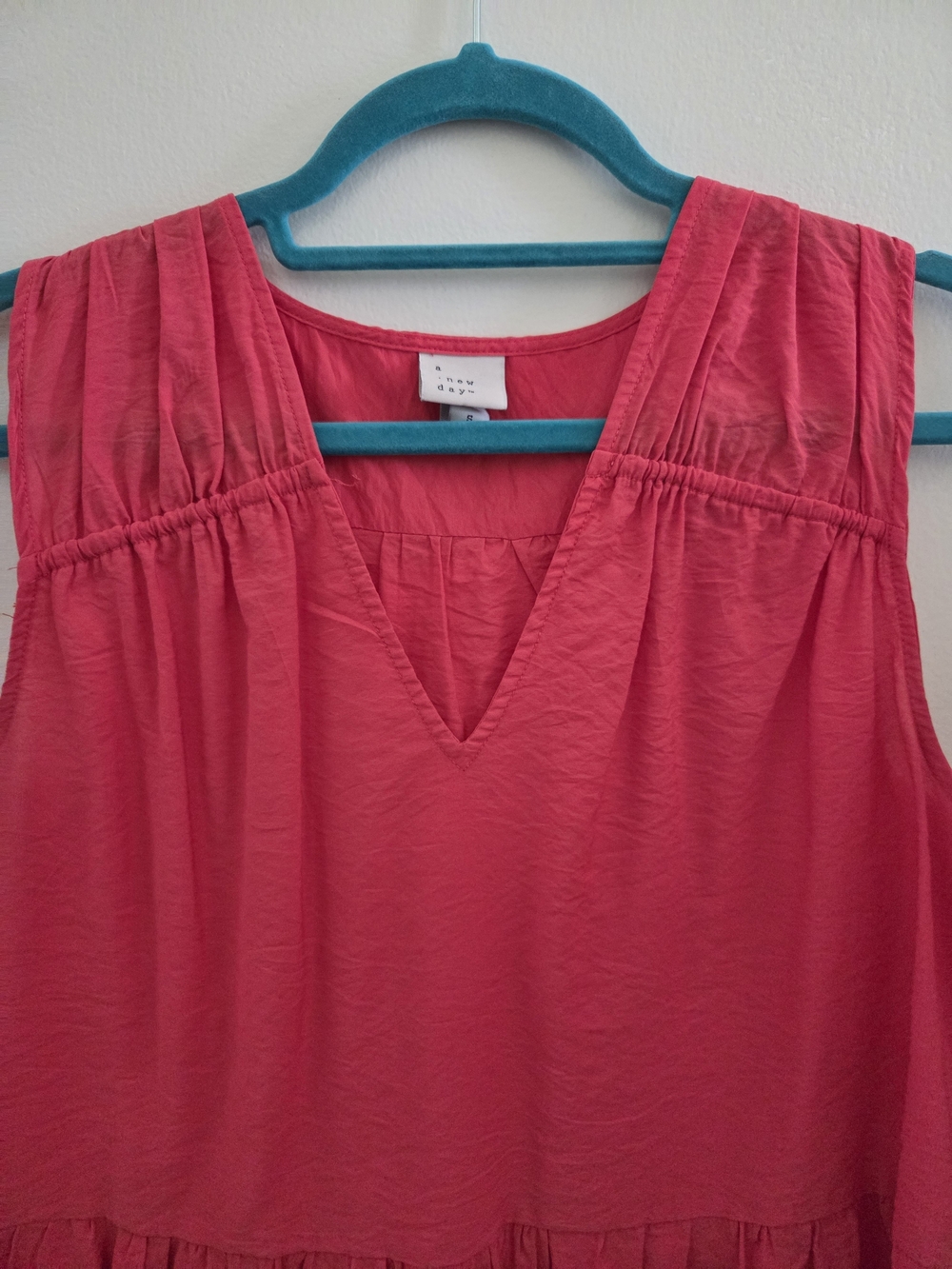 a new day Red Sleeveless V-Neck Peplum Top Blouse Tank - Picture 3 of 3